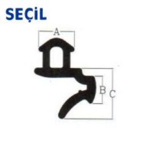 Резиновый уплотнитель KBE 227, створка. SBI-KBE-01 (SECIL)
