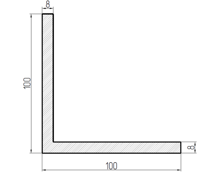 Уголок 100х100х8-DIN L=7 мм